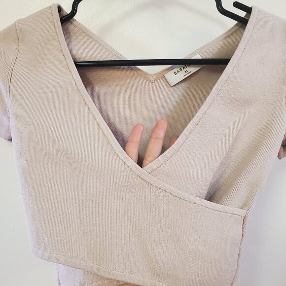 Aritzia Babaton Blush Pink Stretch Wrap Top - Picture 4 of 6
